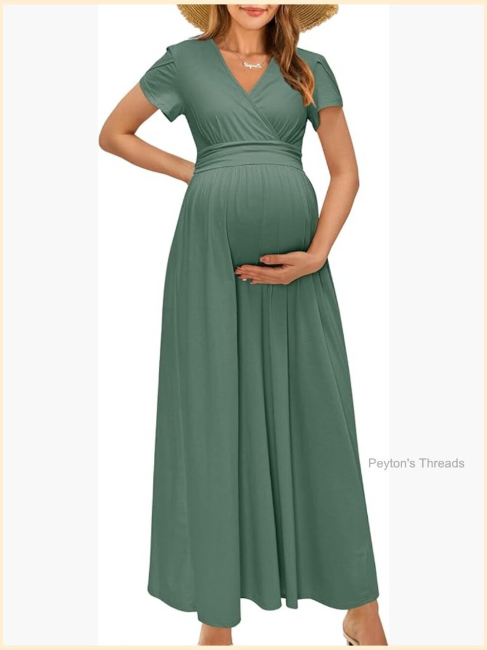Maternity Maxi Wrap Dress for Photoshoot Baby Shower Summer